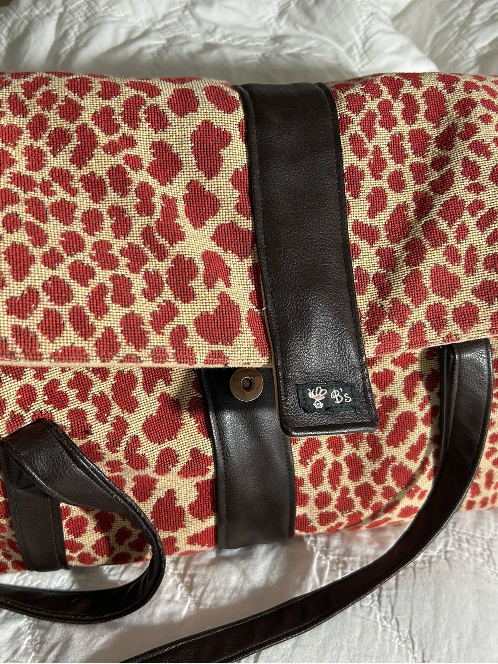 RARE VINTAGE ✨ B's Purses Leopard Travel Bag Multi Pocket Overnight Tote